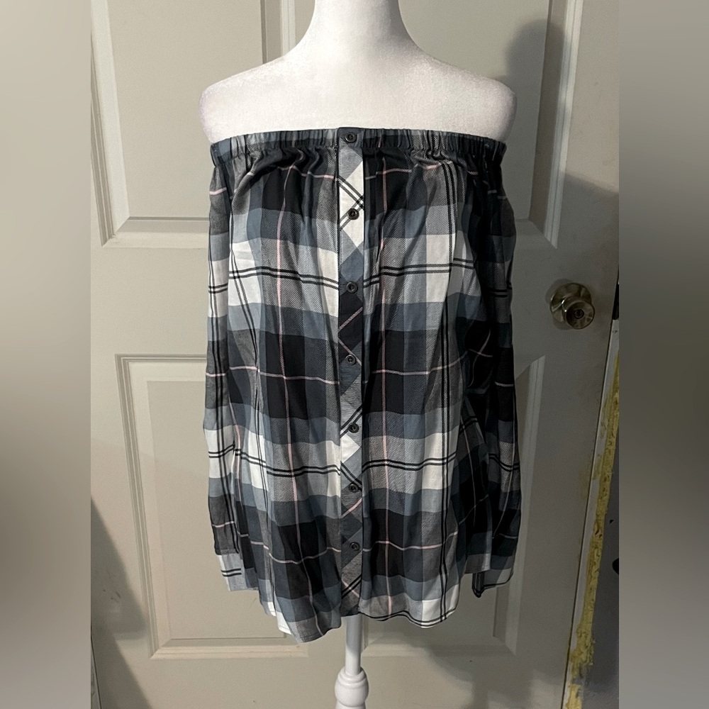 NWT plaid western button down blouse